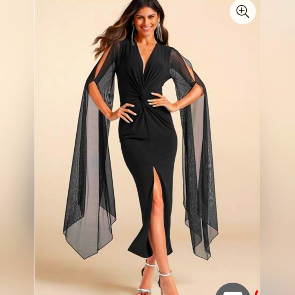 VENUS BLACK EXAGGERATED SLEEVE MAXI DRESS VAMPIRE VAMPIRA MERMAID XL